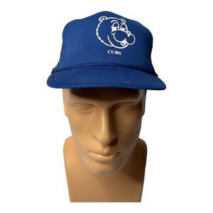 Vintage Holy Cow Chicago Cubs Blue Bear Trucker Mesh Indie Cap Hat Adjust
